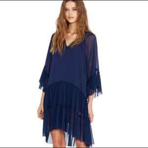 Alice + Olivia Zoey Ruffled Navy Tunic Dress